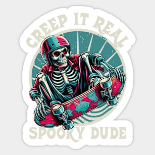 Halloween Creep It Real Ghost Skeleton Skater Costume Kids Sticker